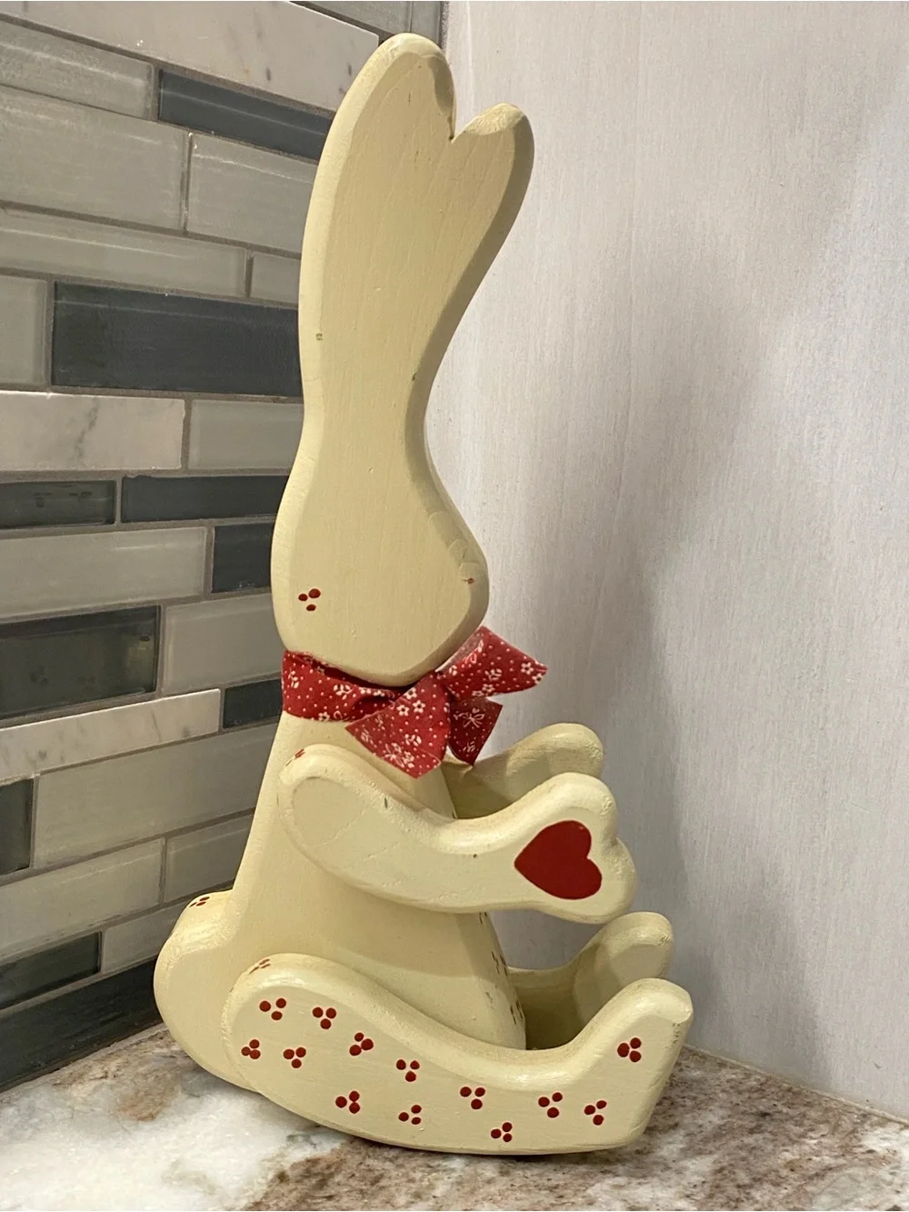 Vintage Folk Art Wooden Articulated Bunny Figurine